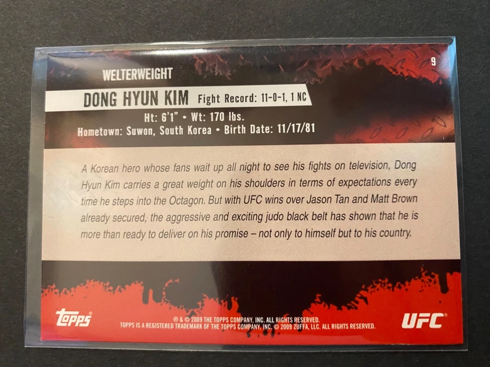 Dong Hyun Kim - 2009 Topps UFC Mixed Martial Arts Card #9 - Image 2 of 2