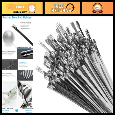 11.8'' Heavy Duty Metal Zip Ties - 600 Pack, 304 Stainless Steel, 300lbs Strength