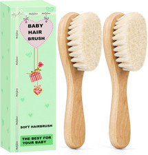 Baby Hair Brush, Wooden Baby Hair Brush for Newborns Toddlers, Super Soft Goat