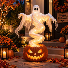 Halloween Ghost Pumpkin Yard Light LED Swirling Ghost Outdoor Garden Decor