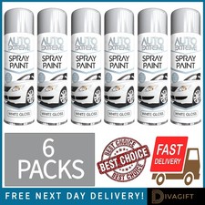 6 x WHITE GLOSS FINISH SPRAY PAINT 250ML AEROSOL FOR CAR METAL WOOD PLASTIC NEW