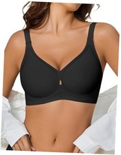 Wireless Seamless Bras for Women No Underwire Padded Bra Full Medium Black