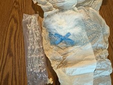 Vintage Ślubna klatka dla ptaków Kapelusze Welony 2 przedmioty Jasnoróżowe perły i niebieska siatka Flapper