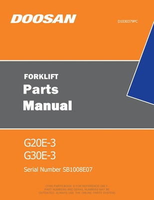 Daewoo Doosan G20E-3 G30E-3 Forklift Parts Catalog Manual SN SB1008E07