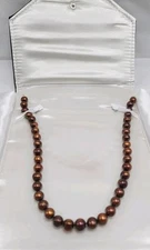 World Wide Imports VVV 18" Chocolate Pearl Necklace 14k WW New In Box