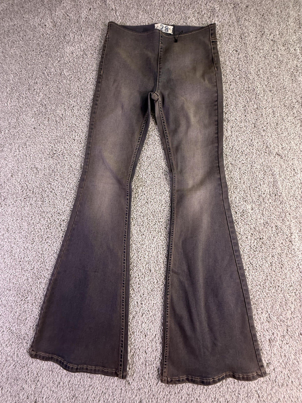 Free People Women's Size 28 Gray Stretch Denim Pull On Flare Pants NWOT