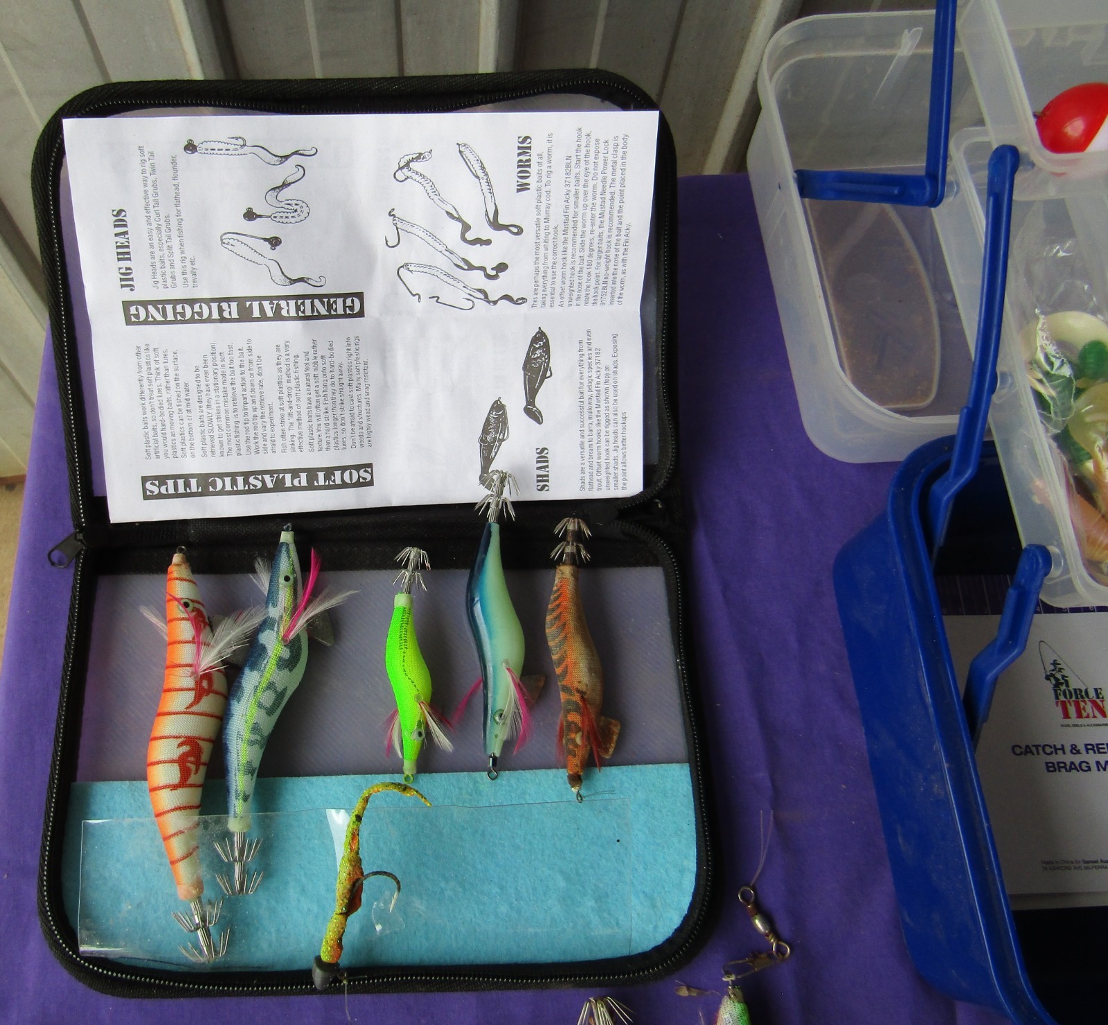 Fishing Tackle Box, Hooks, Lures, Pliers, Line Lot Sold as Pictured - Image 2