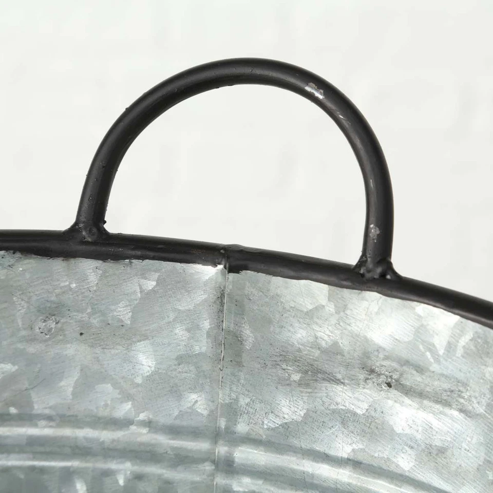 Deko Pflanzeimer Cottage Metall Zink Pflanztopf Blumentopf Eimer 32,5 cm breit - Bild 3 von 3