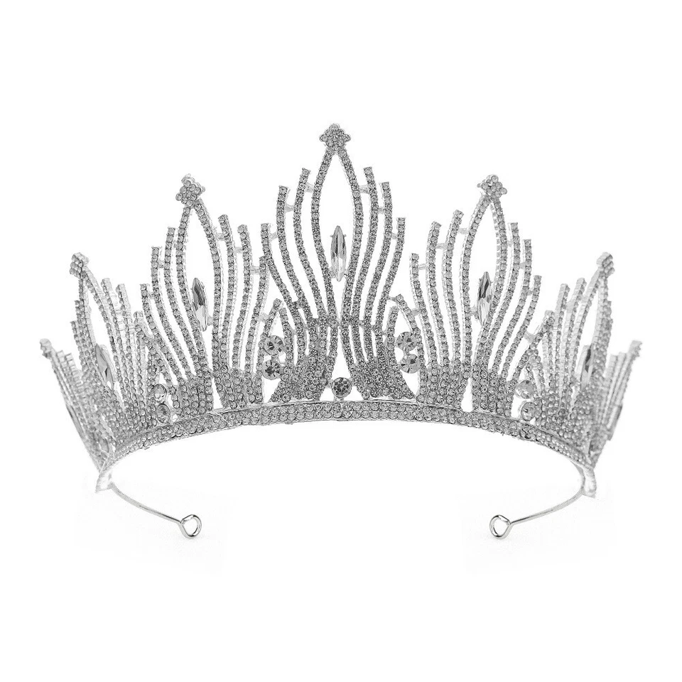 Sposa Corona Mezzo Cerchio Lusso Strass Matrimonio Copricapo Festa Tiara Nuovo - Immagine 4 di 4