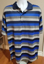 Conversion Preformance Polo Shirt Mens XL Blue Gray Short Sleeve Striped Golf