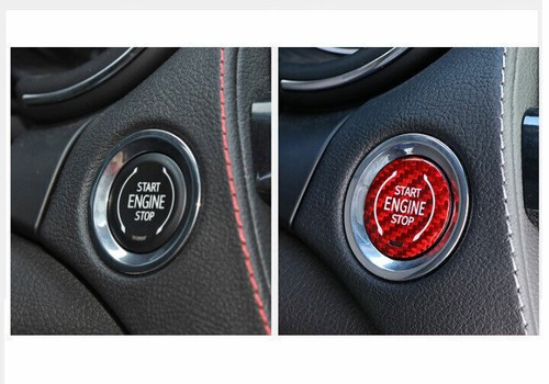 Interruptor de encendido de fibra de carbono rojo para Cadillac CT5 19-20 botón de arranque marco moldura - Imagen 4 de 4