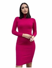 Fashion Nova Taryn Sweater Midi Dress in Fuchsia Size JR Small NWT