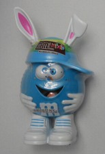 Vintage M&M Mini BLUE Mascot Character EASTER BUNNY Ear Figure Mars Candy Holder