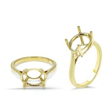 East West Oval 10x8mm Solitaire Ring Semi Mount In 14k Yellow Gold 54326 