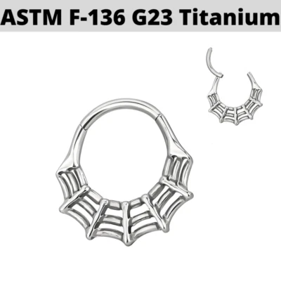 Titanium 16G 3/8" Spider Web Nose Clicker Septum Hoop Ring Ear ragus Earrings
