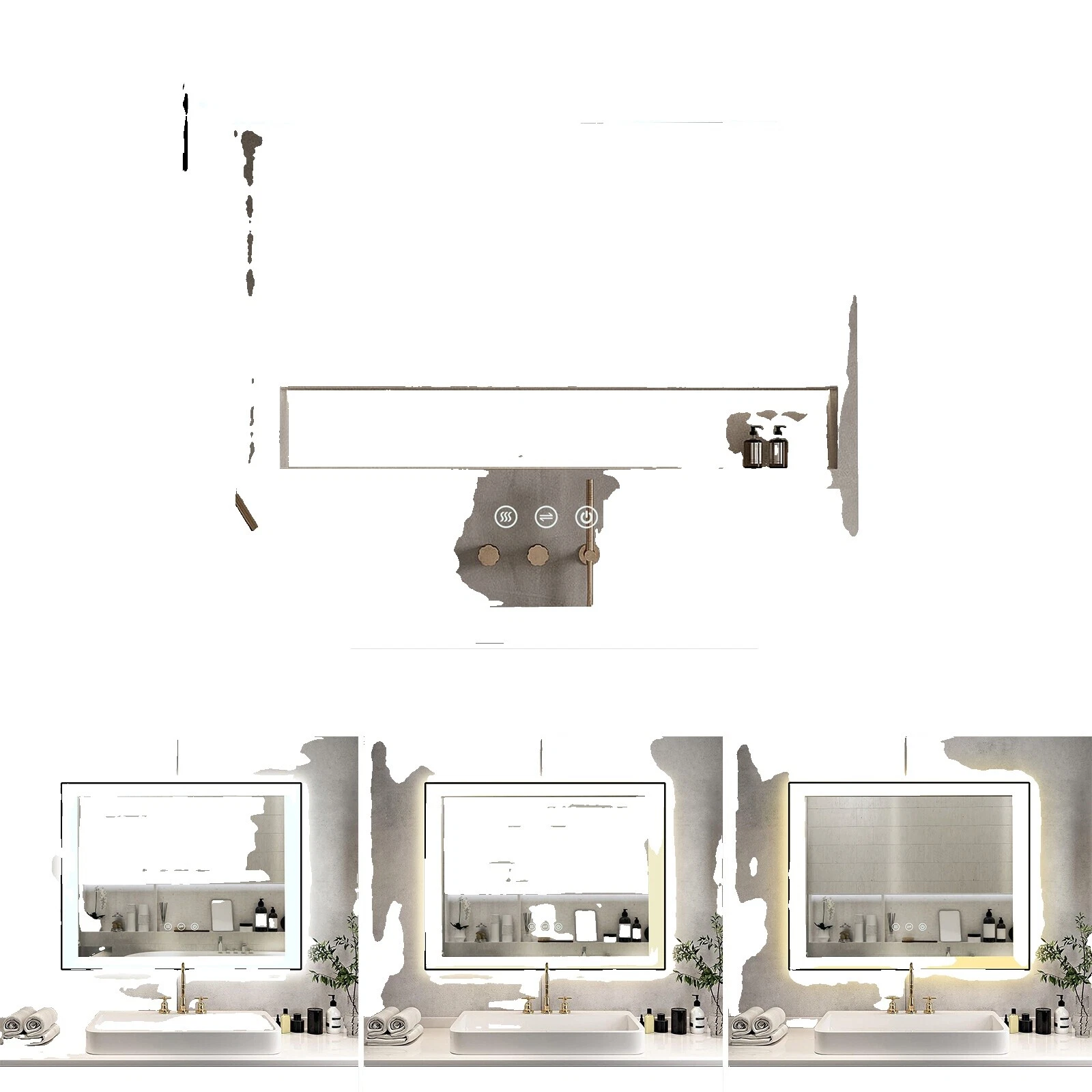 Rectangle Wall Mounted Bathroom Mirrors