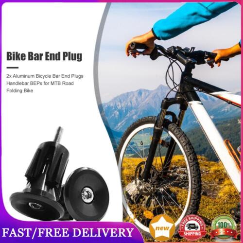 2x Aluminum Bicycle Bar End Plugs for Mountain Road Folding Bike (Black) AU - Foto 1 di 6