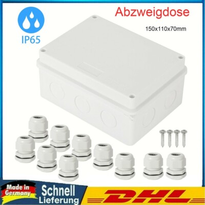 10-Wege Abzweigdose Kabelverschraubung Gegenmutter Metrisch Kabel Strom IP65 DE