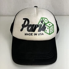 Vintage Paris Made In USA Dice Trucker Snapback Hat Cap Mesh Back Black