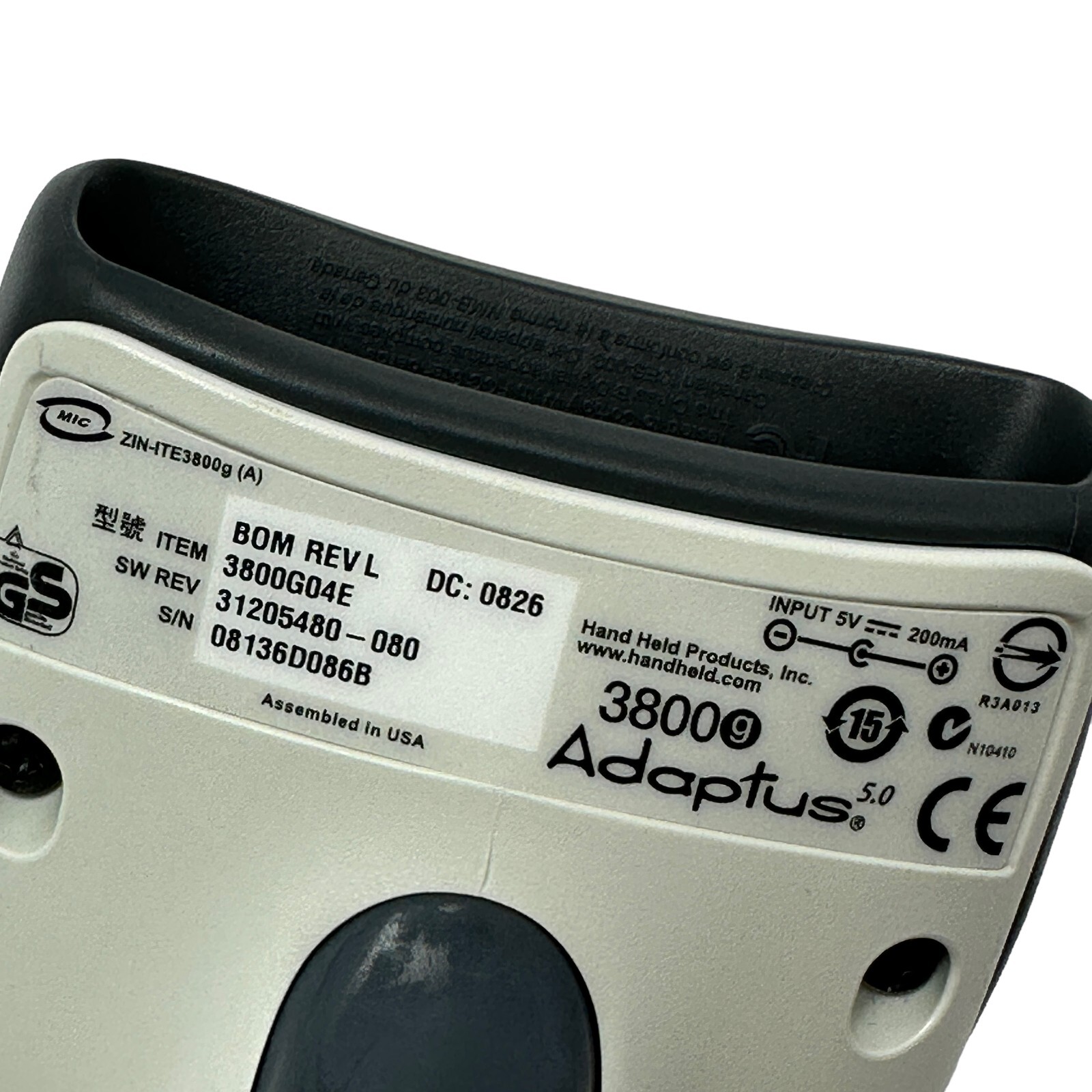 Honeywell Handheld 3800G04E USB Barcode Scanner 3800g Adaptus W/ Stand