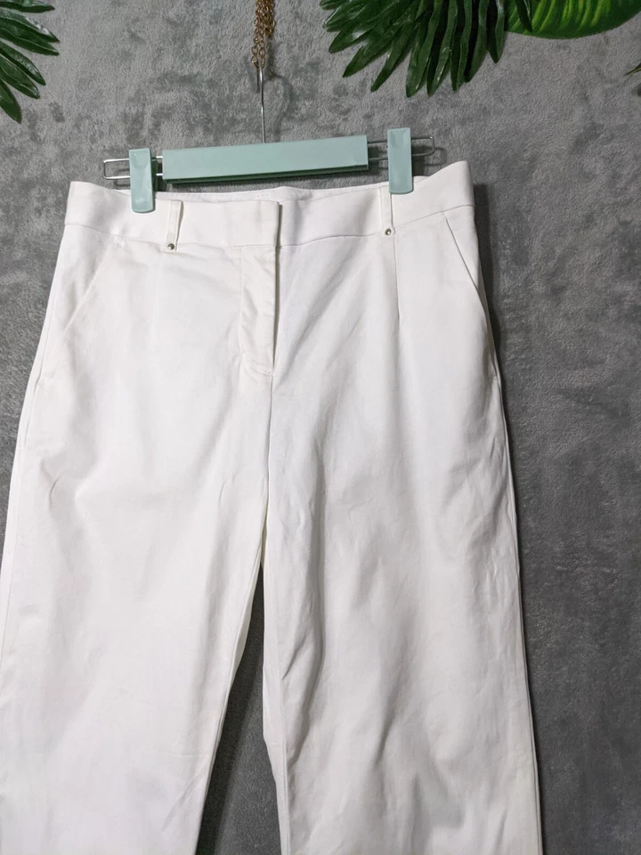 RACHEL ROY (талия 30») женщин повседневный офис брюки манжеты кромки твердого хлопка белый - Изображение 2 из 4