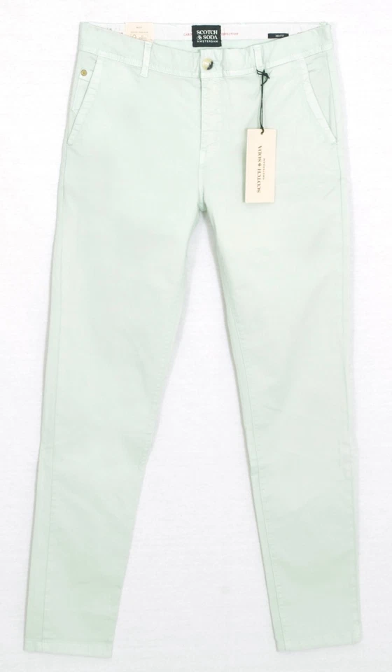 SCOTCH & SODA Pantalon chino MOTT super slim fit stretch homme vert d'eau 165930 - Photo 1/4
