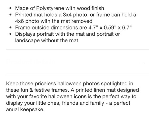 Cadre Target Elsa L. - Noir/Halloween - Peut contenir une photo 3"x 4" ou 4"x 6" - NEUF - Photo 5/6