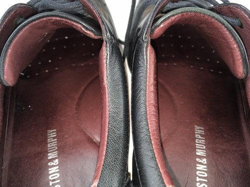 Johnston & Murphy Para Hombres Cuero Negro Delantal Puntera Mocasín Vestido Zapato Talla 10 M - Imagen 10 de 11