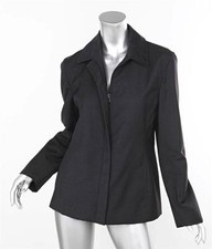 PRADA Womens Charcoal Gray Lightly Quilted Wool Long Sleeve Zip Jacket Coat 42/6