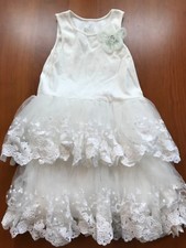 Girls Pippa  Julie Size 6X White, Lined Ruffle Tiered Tank Dress w/Embroidery