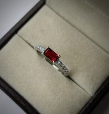 Eternity Engagement Band Ring 1.55Ct Baguette Cut Simulated Garnet 925 Silver