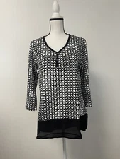 Harmony Blouse Womens 18 Herringbone Shirt Top Tunic Pullover Long Sleeve N197