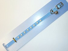 Katzenhalsband - Katzen Halsband - Lackleder - BLAU mit Perlen - 10mm x 30cm -