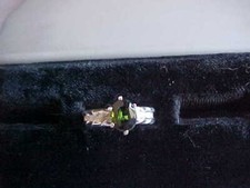 TK CUSTOM SILVER SOLITAIRE GREEN STONE RING SIZE 8 .925 STERLING SILVER