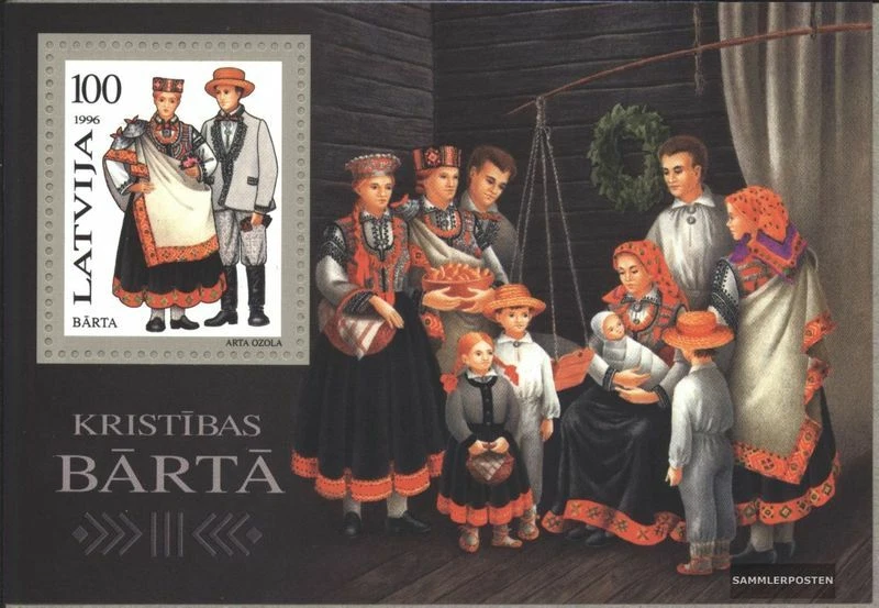 Letonia Bloque 7 (completa edición) nuevo con goma original 1996 trajes regional - Imagen 1 de 1