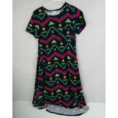 NWT LuLaRoe Carly Black With Pink & Green Design XS