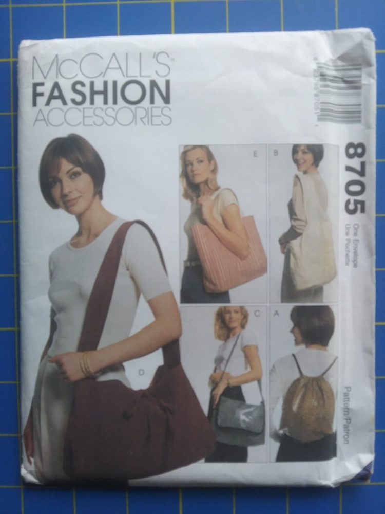 McCall's 8705 Pattern Tote Backpack Messenger Shoulder Bag Slingbag Purse Uncut