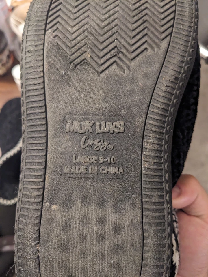 Botines de punto acogedores para mujer Muk Luks, talla grande (L 9-10), blanco y negro Foto 4 de 4