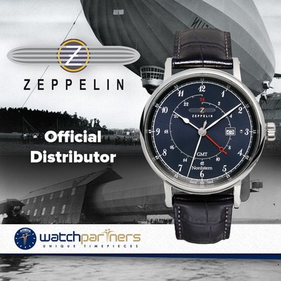Zeppelin Nordstern Watch Blue Dial Swiss Quartz GMT 2nd Time zone