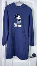 Disney x Uniqlo Mickey Mouse Hoodie Dress Pullover Sweatshirt Womens Sz L Blue
