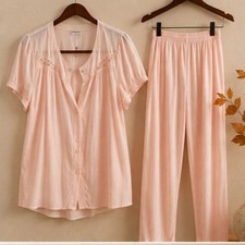 Vanity Fair Vintage Pink Nylon Pajama Lounge Set Size Medium 40