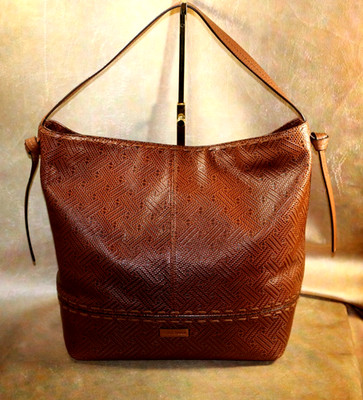 COLE HAAN LARGE LEATHER COGNAC NEVER FULL TOTE- EXCITING!