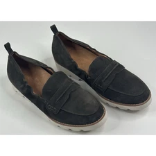 Vionic Cynthia II Dark Khaki Green Suede Penny Loafer Lug Sole Womens Sz. 8 New