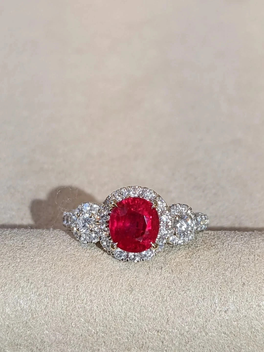 3.05 Ct Round Cut Natural Ruby Diamond Wedding Ring 14K Real White Gold