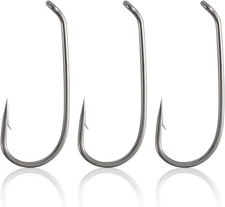 Dr.Fish 100 Pack Dry Fly Hooks Black Nickel #18, Hooks-Black 