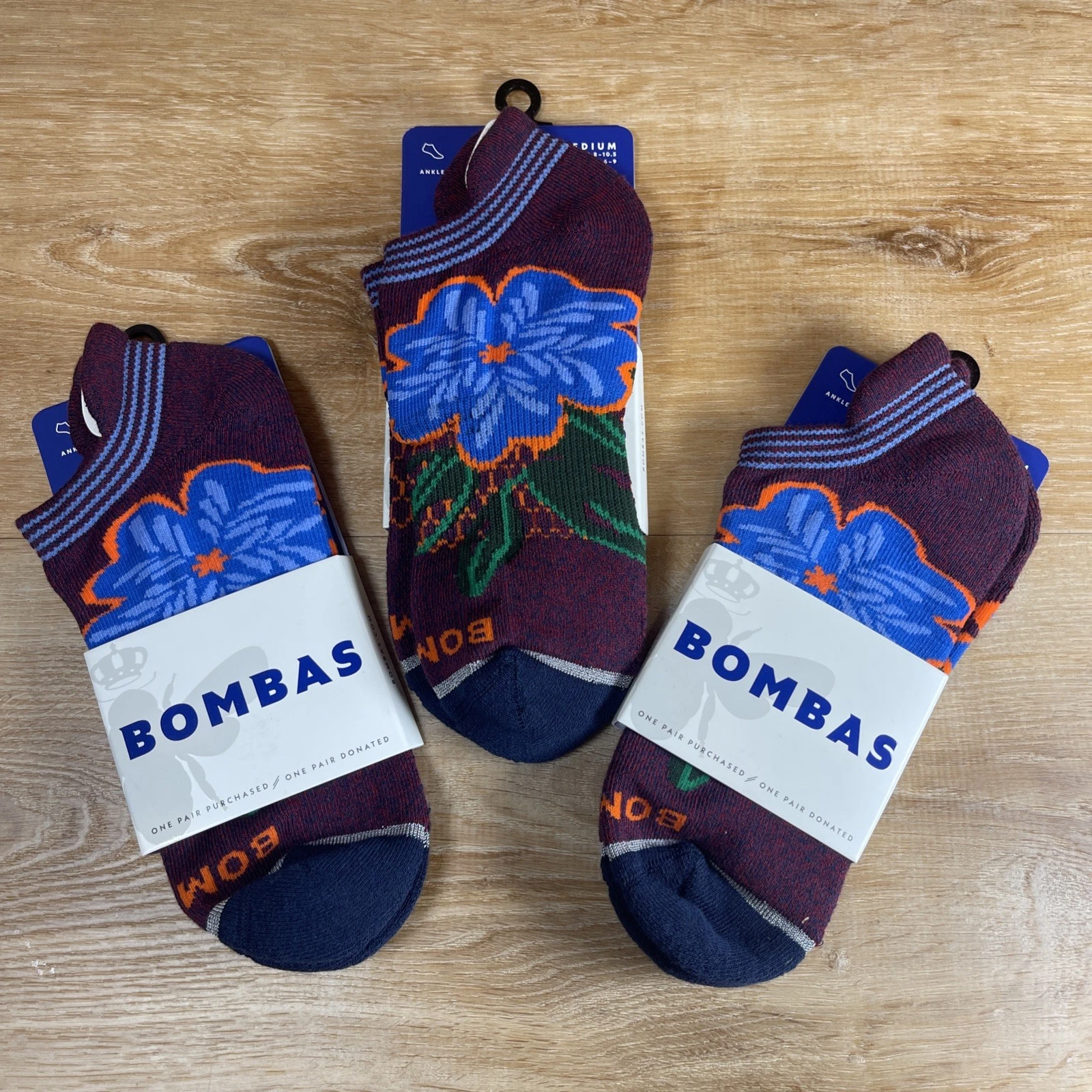 Bombas Sock Socks Lot Medium Ankle 3 Pairs Hibiscus Flower Print
Opens in a new window or tab