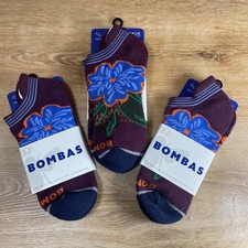 Bombas Sock Socks Lot Medium Ankle 3 Pairs Hibiscus Flower Print