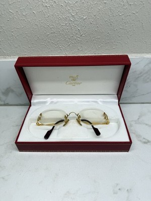 Cartier Rimless Sunglasses Eyewear Two-point Gold   18-130 w/Case Authentic Rare