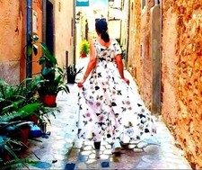 Women Dress White 38 #RY93