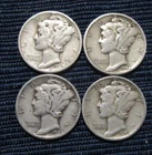 4 Coin Lot Of 90 % Silver Mercury Dimes